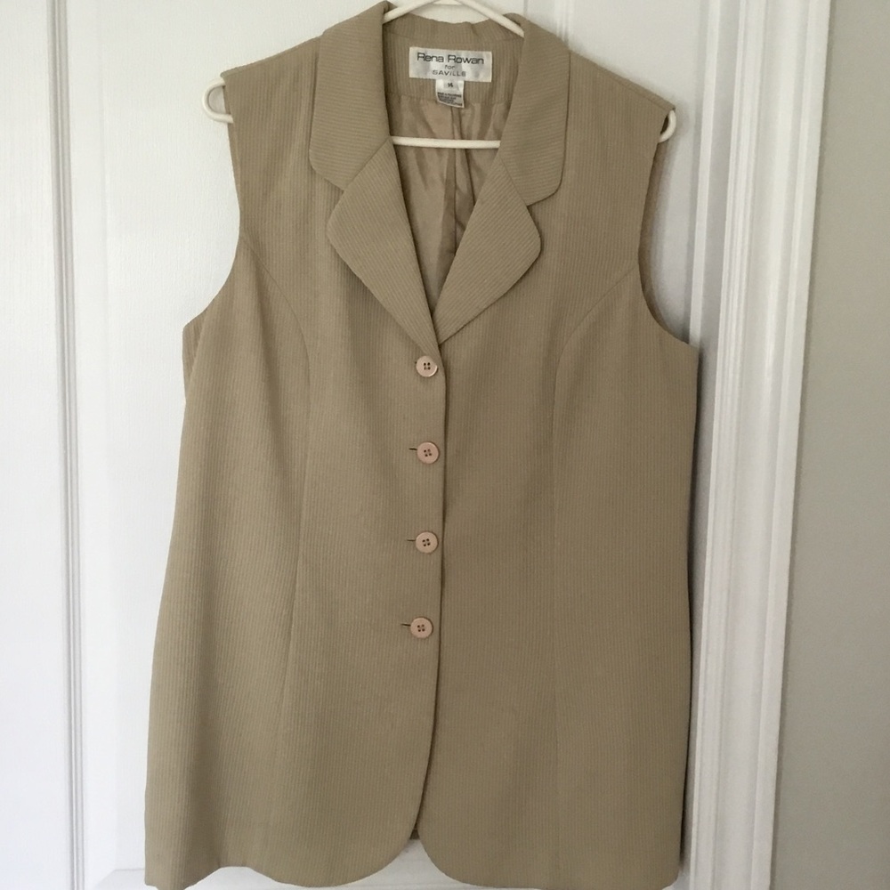 Tan Sleeveless Button Front Blazer Vest